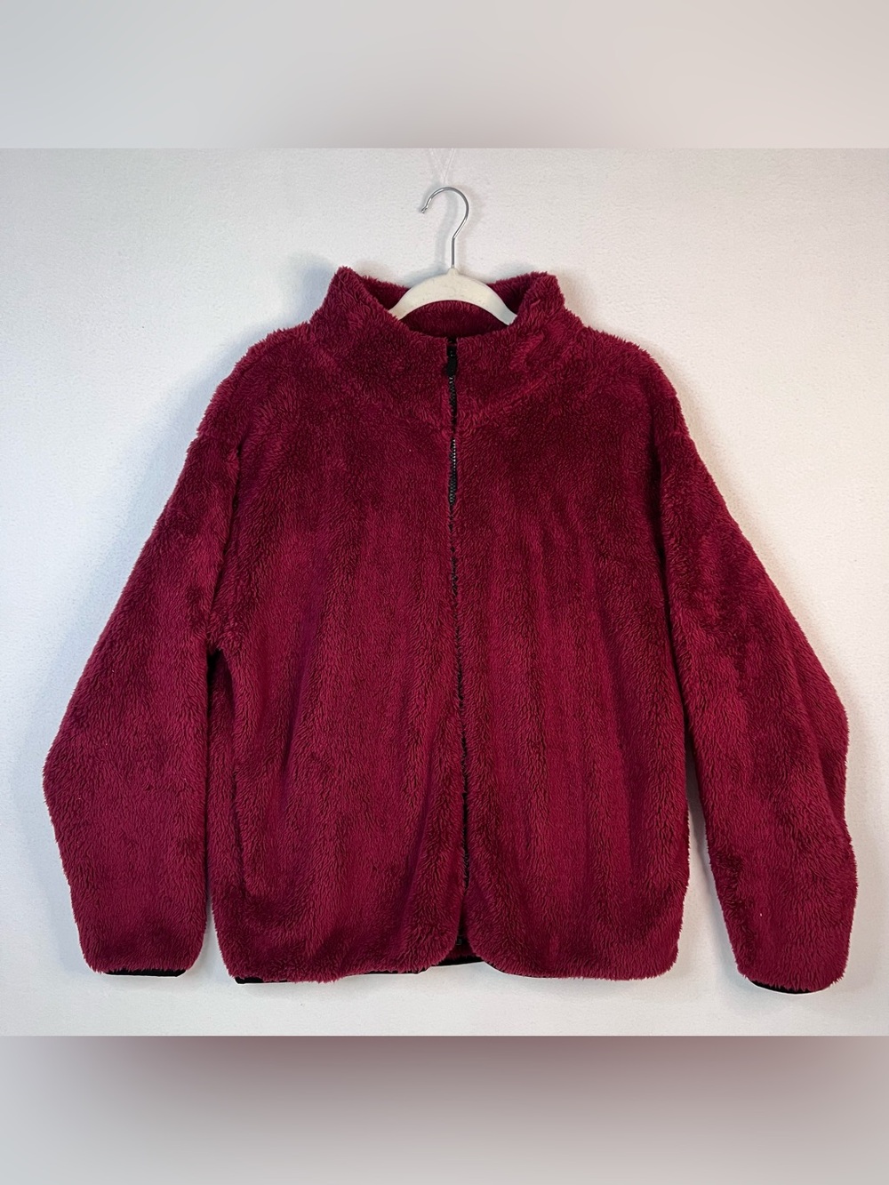 PINK Victoria’s Secret Teddy Fleece Jacket XL Burgundy Full Zip